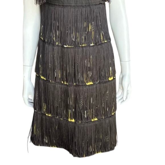 Maggy London Womens Vintage Fringe Silk Cocktail Mini Dress - Picture 7 of 11